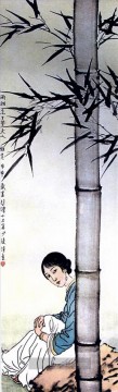  chinesisch - Xu Beihong Mädchen unter Chinesisch Bambus